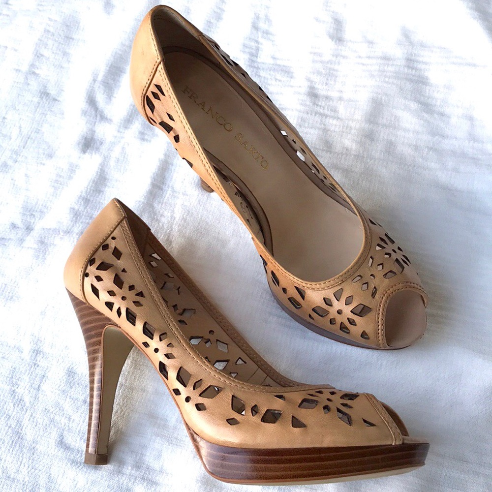 Franco Sarto tan Laser cut heels